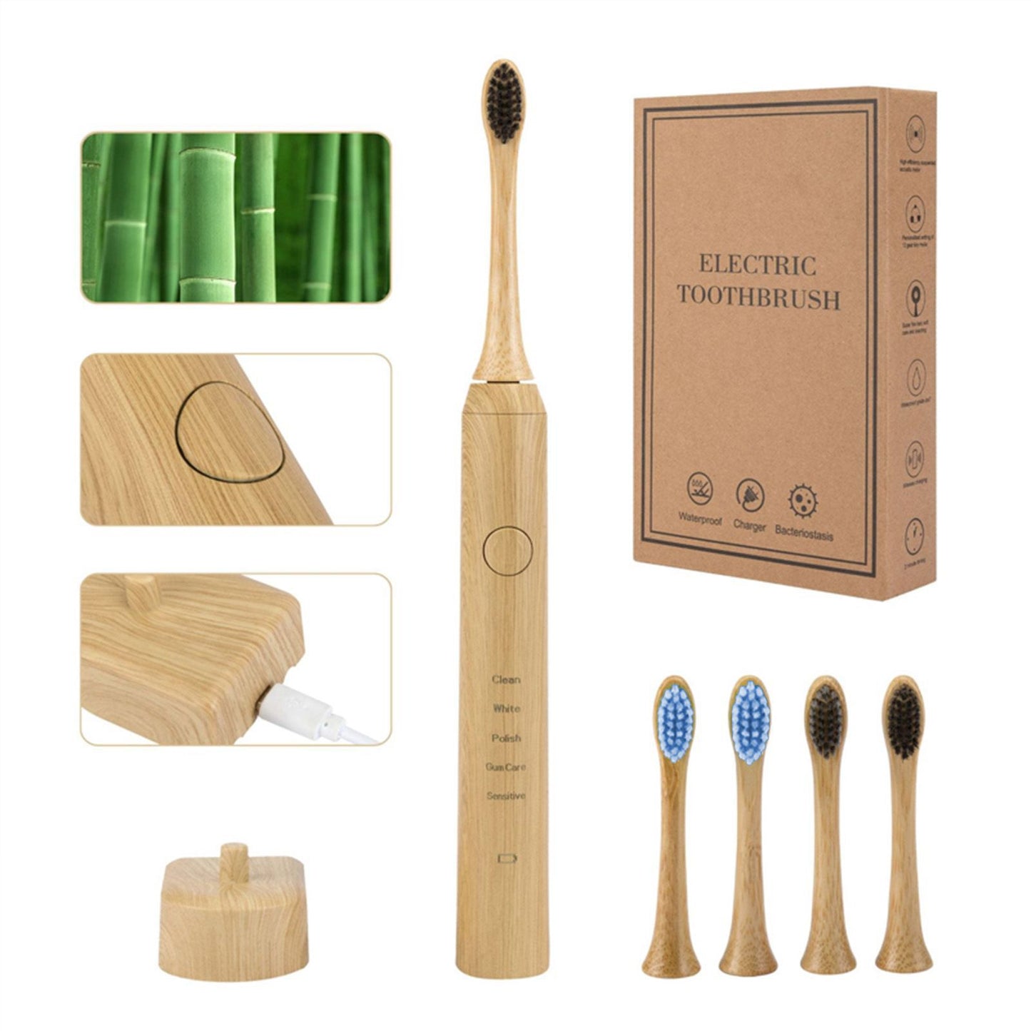 Eco-Friendly Zen Bamboo Sonic Electric Toothbrush